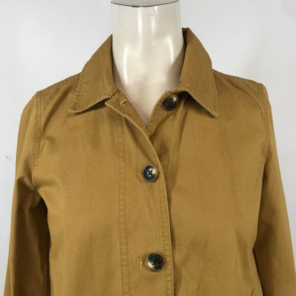 MADEWELL - WOMEN'S XXS - LONG SLEEVE BUTTON UP PLEATED BACK COTTON JACKET - Picture 2 of 7